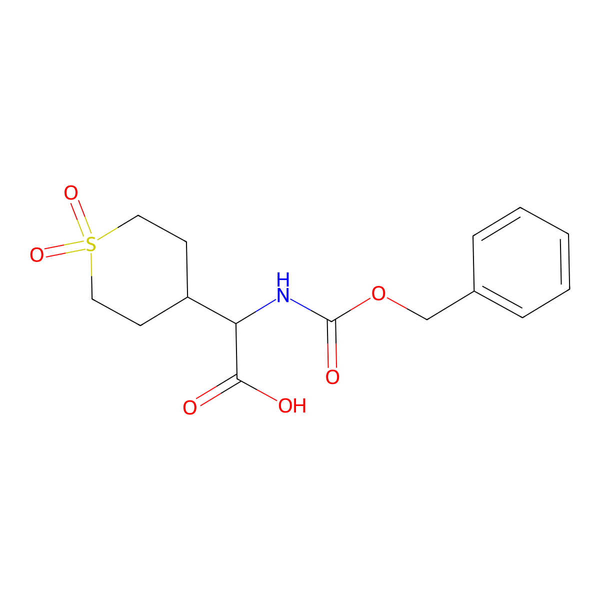 2-{[(Benzyloxy)carbonyl]amino}-2-(1,1-dioxo-1lambda6-thian-4-yl)acetic acid molecular structure, CAS 2026148-03-6