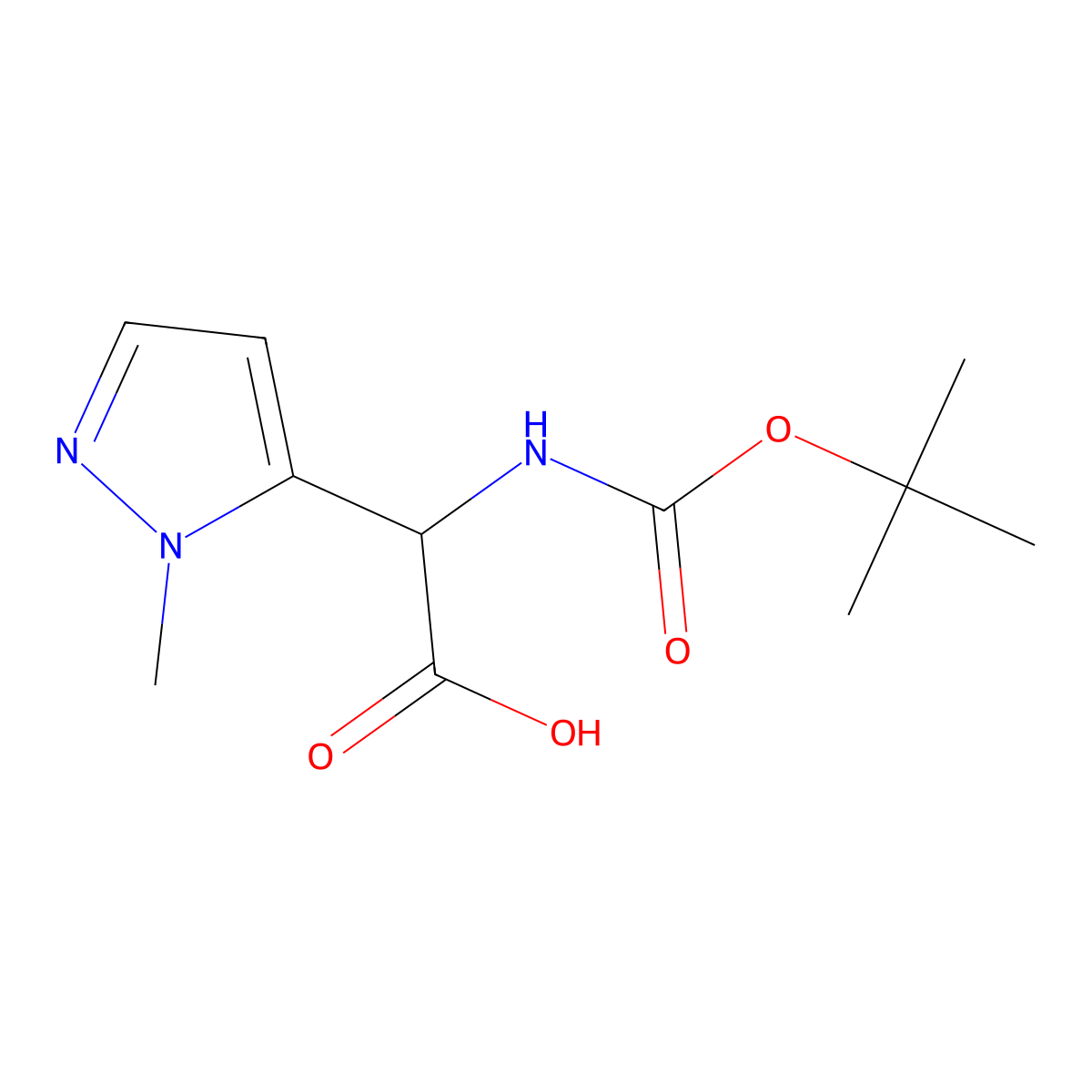 2-{[(tert-butoxy)carbonyl]amino}-2-(1-methyl-1H-pyrazol-5-yl)acetic acid molecular structure, CAS 2026171-33-3