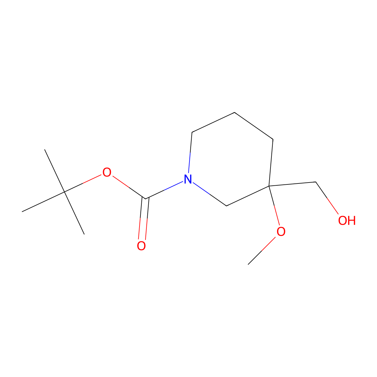 tert-Butyl 3-(hydroxymethyl)-3-methoxypiperidine-1-carboxylate molecular structure, CAS 2026177-07-9