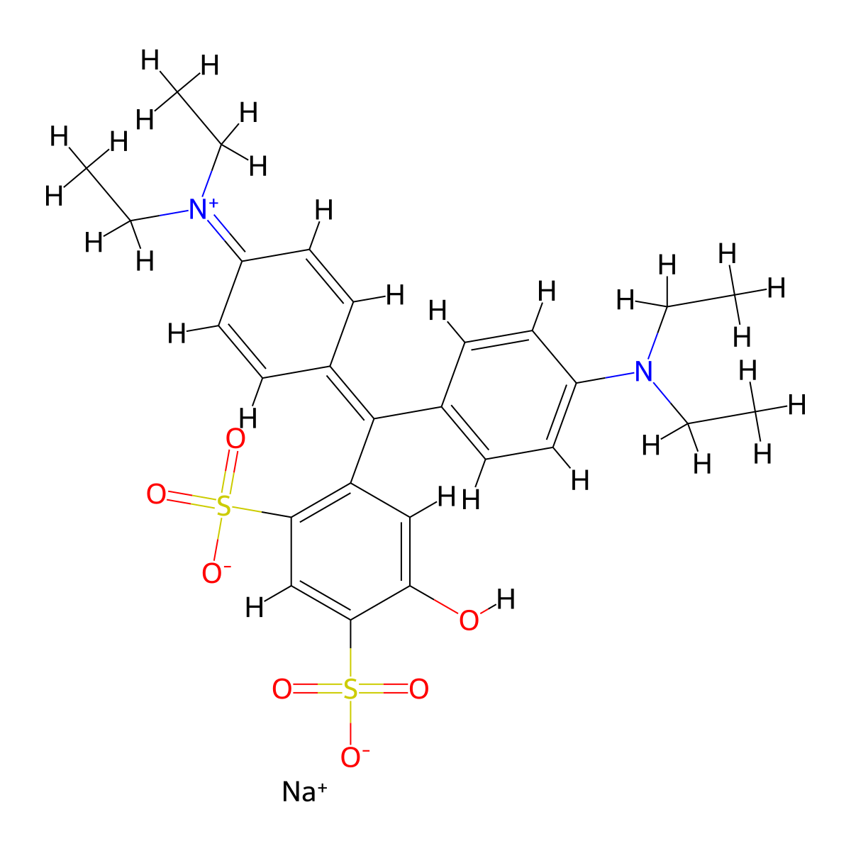 Patent Blue V sodium molecular structure, CAS 20262-76-4
