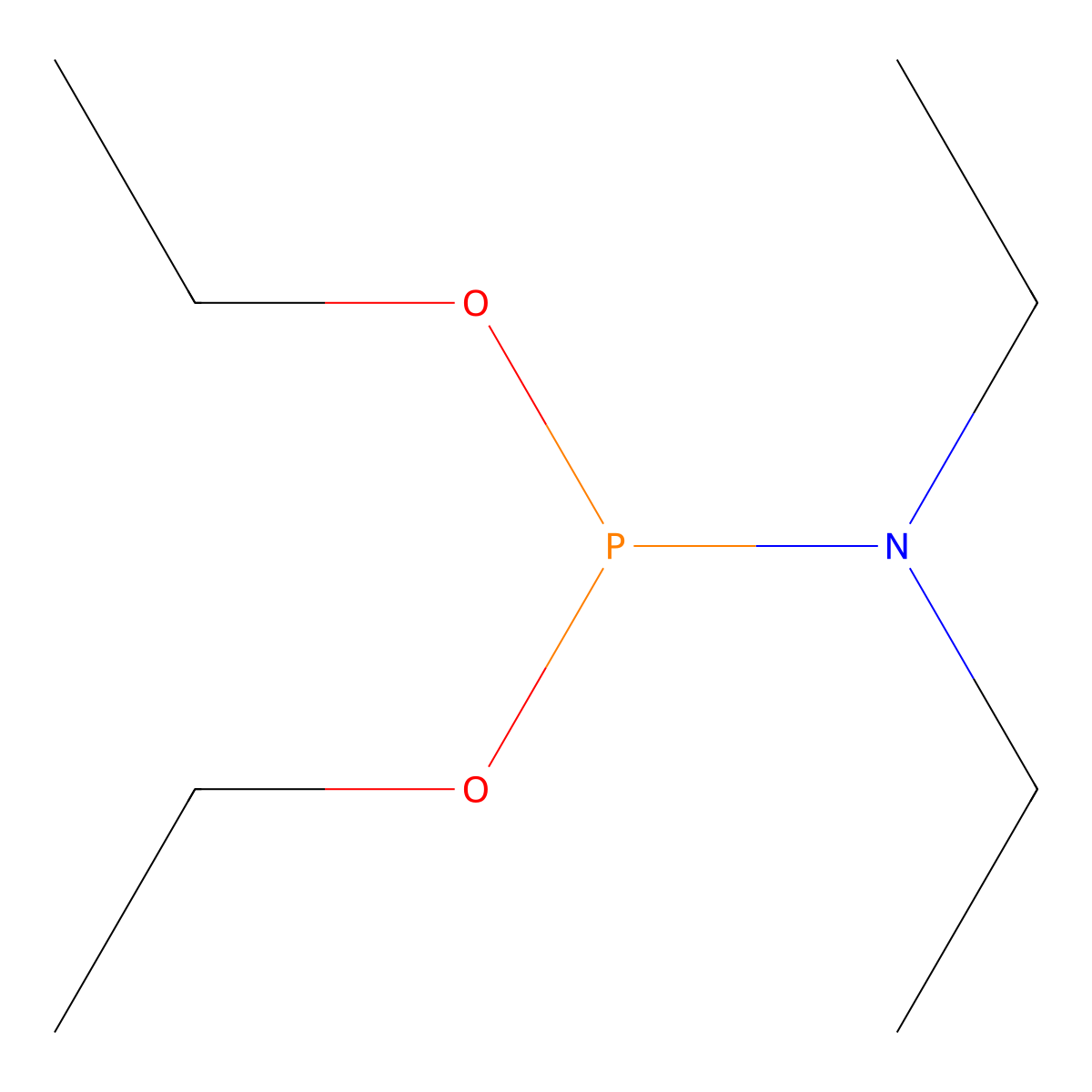 Diethyl N,N-diethylphosphoramidoite molecular structure, CAS 20262-87-7