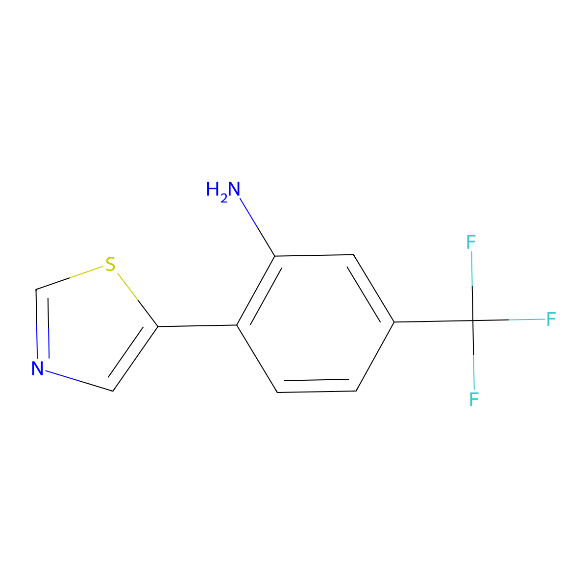 2-(5-Thiazolyl)-5-(trifluoromethyl)benzenamine molecular structure, CAS 2026259-00-5