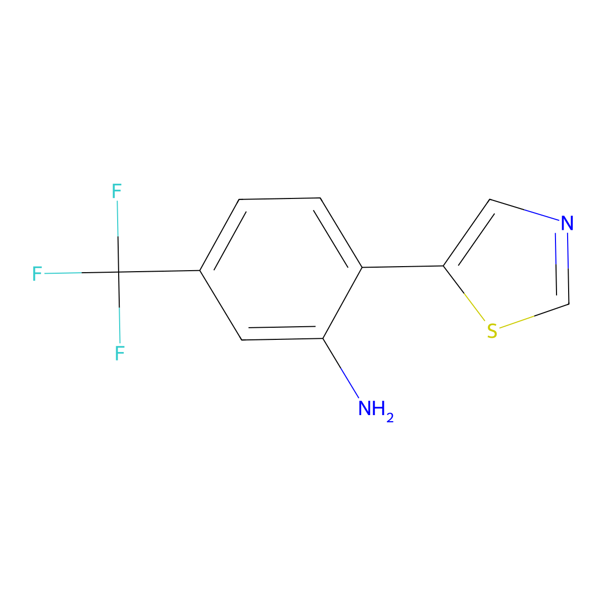 2-(5-Thiazolyl)-5-(trifluoromethyl)benzenamine molecular structure, CAS 2026259-00-5
