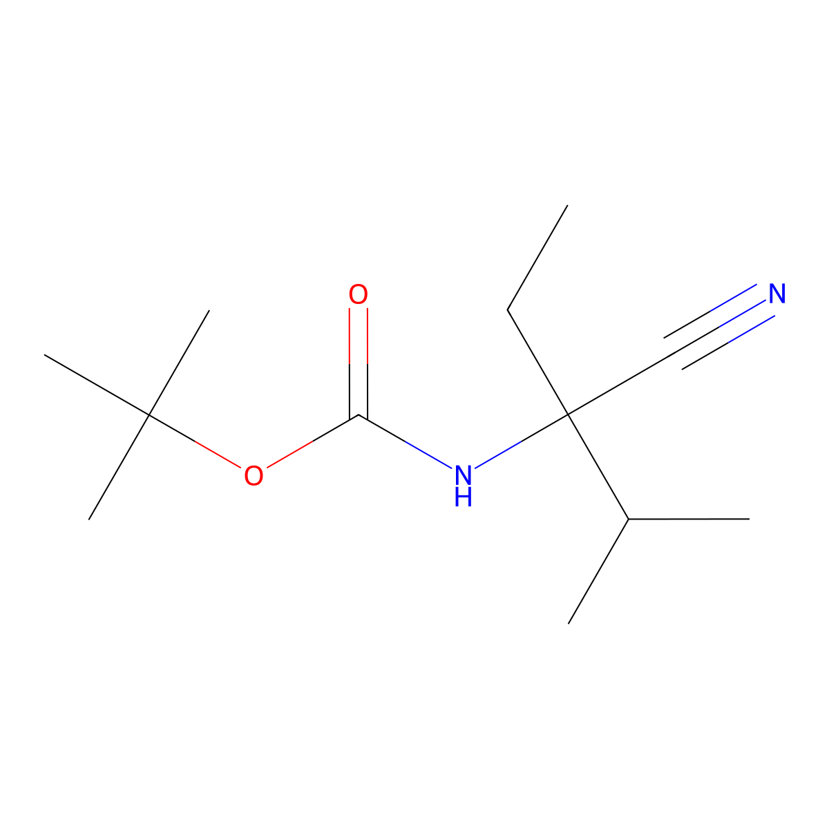 tert-butyl N-(1-cyano-1-ethyl-2-methylpropyl)carbamate molecular structure, CAS 2026263-38-5