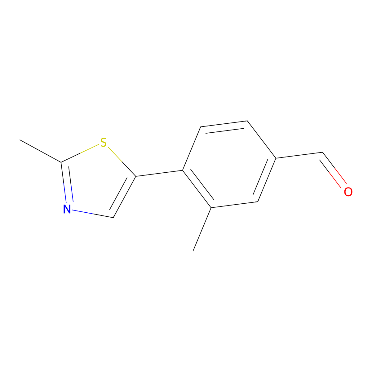 3-Methyl-4-(2-methyl-1,3-thiazol-5-yl)benzaldehyde molecular structure, CAS 2026290-10-6