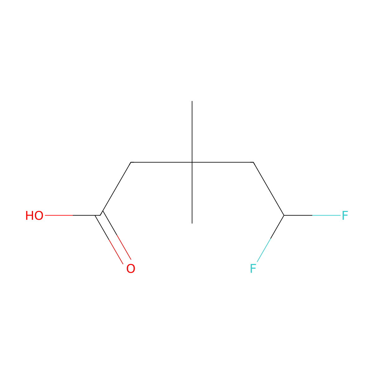 5,5-Difluoro-3,3-dimethylpentanoic acid molecular structure, CAS 2026374-42-3