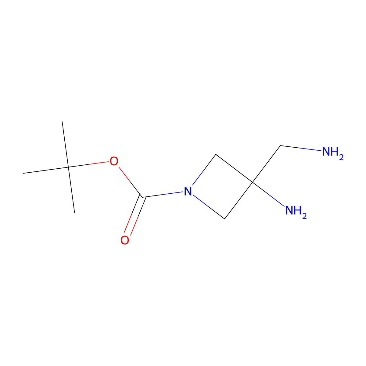 Tert-butyl 3-amino-3-(aminomethyl)azetidine-1-carboxylate molecular structure, CAS 2026413-31-8
