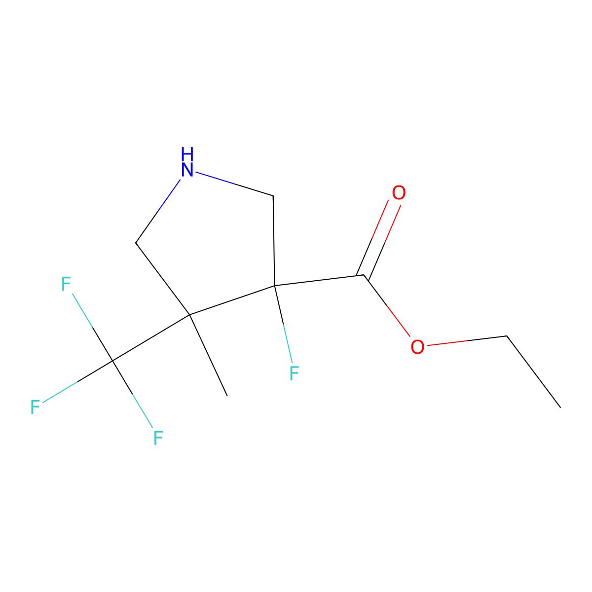 Ethyl 3-fluoro-4-methyl-4-(trifluoromethyl)pyrrolidine-3-carboxylate molecular structure, CAS 2026508-77-8