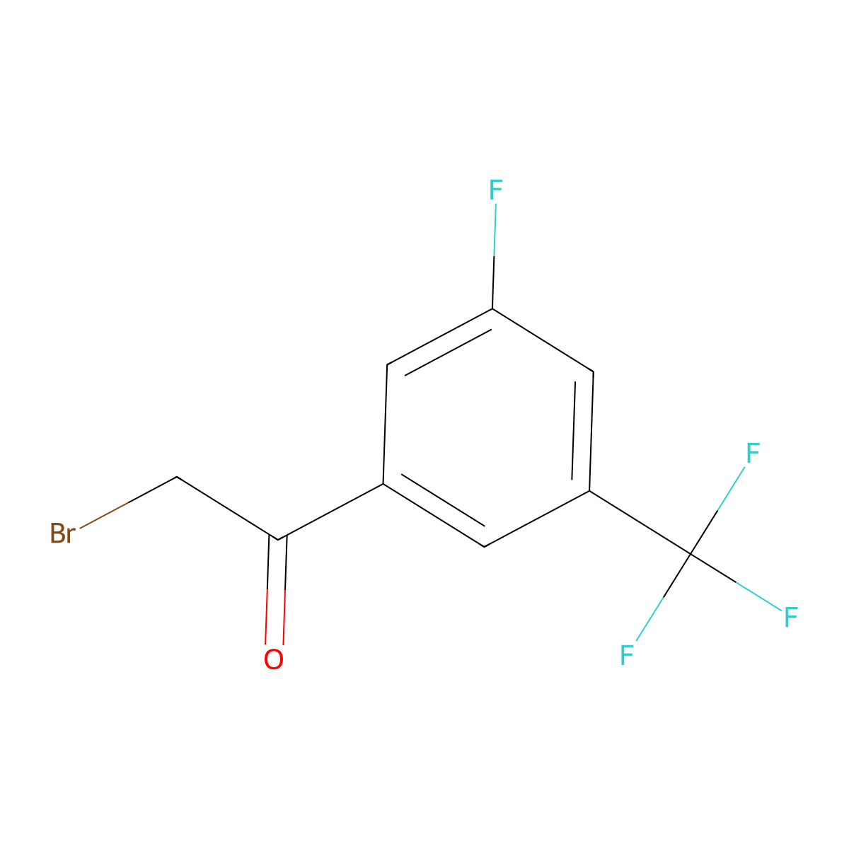 2-Bromo-1-(3-fluoro-5-(trifluoromethyl)phenyl)ethan-1-one molecular structure, CAS 202664-38-8
