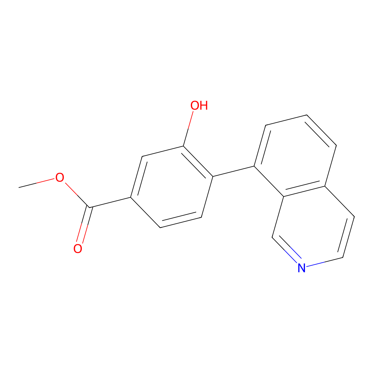 Methyl 3-hydroxy-4-(isoquinolin-8-yl)benzoate molecular structure, CAS 2026647-80-1