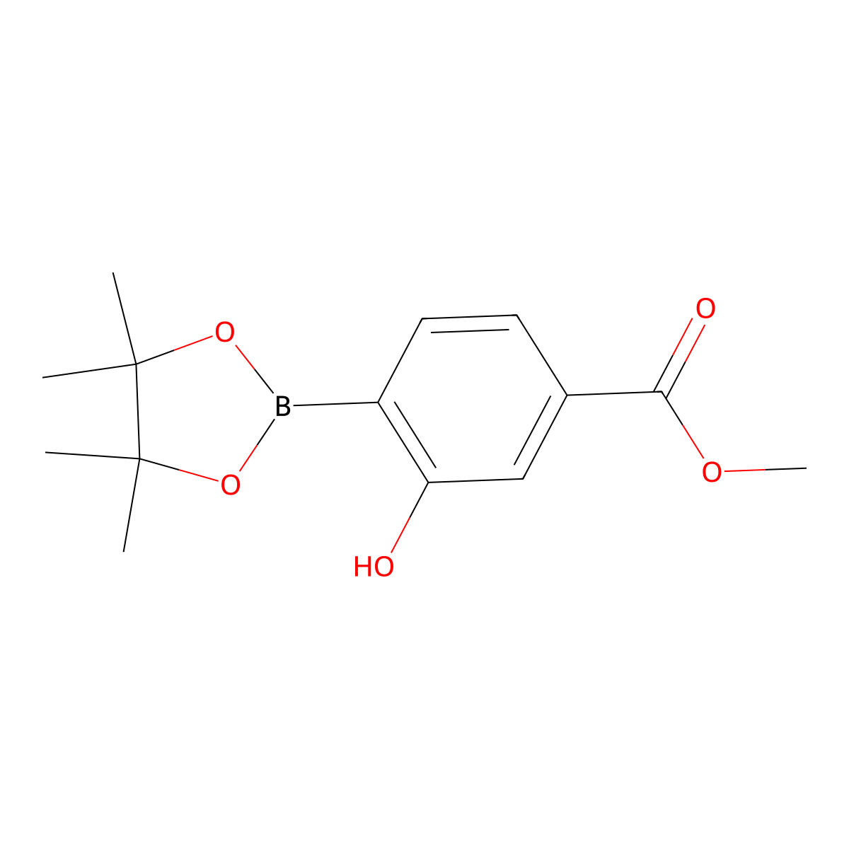 Methyl 3-hydroxy-4-(tetramethyl-1,3,2-dioxaborolan-2-yl)benzoate molecular structure, CAS 2026647-81-2