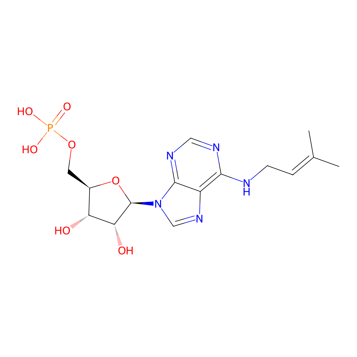 Isopentenyladenosine-5'-monophosphate molecular structure, CAS 20268-93-3