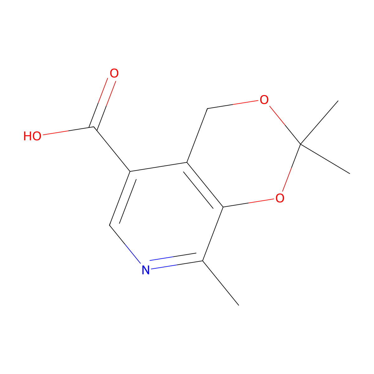 2,2,8-trimethyl-2H,4H-[1,3]dioxino[4,5-c]pyridine-5-carboxylic acid molecular structure, CAS 2027-66-9
