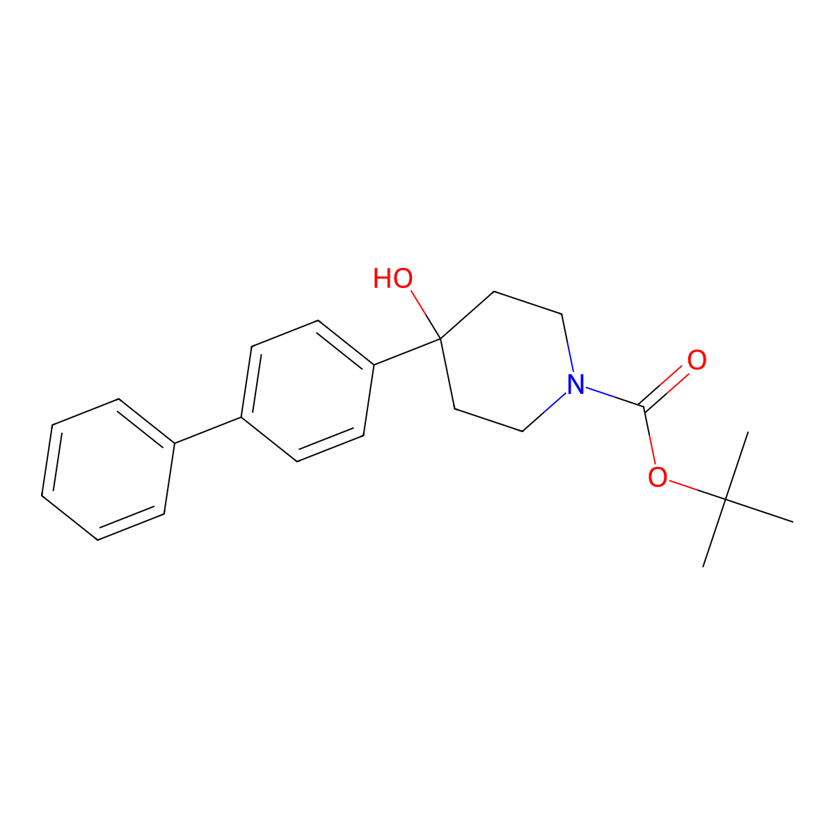 1-Boc-4-[1,1'-biphenyl]-4-YL-4-hydroxypiperidine molecular structure, CAS 202716-29-8