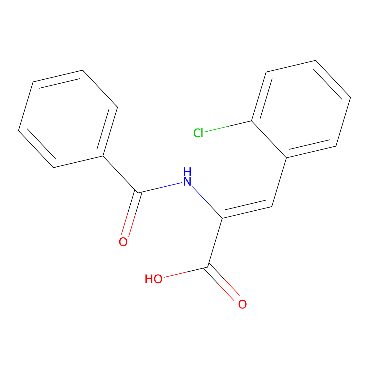 2-benzamido-3-(2-chlorophenyl)prop-2-enoic Acid molecular structure, CAS 20273-54-5