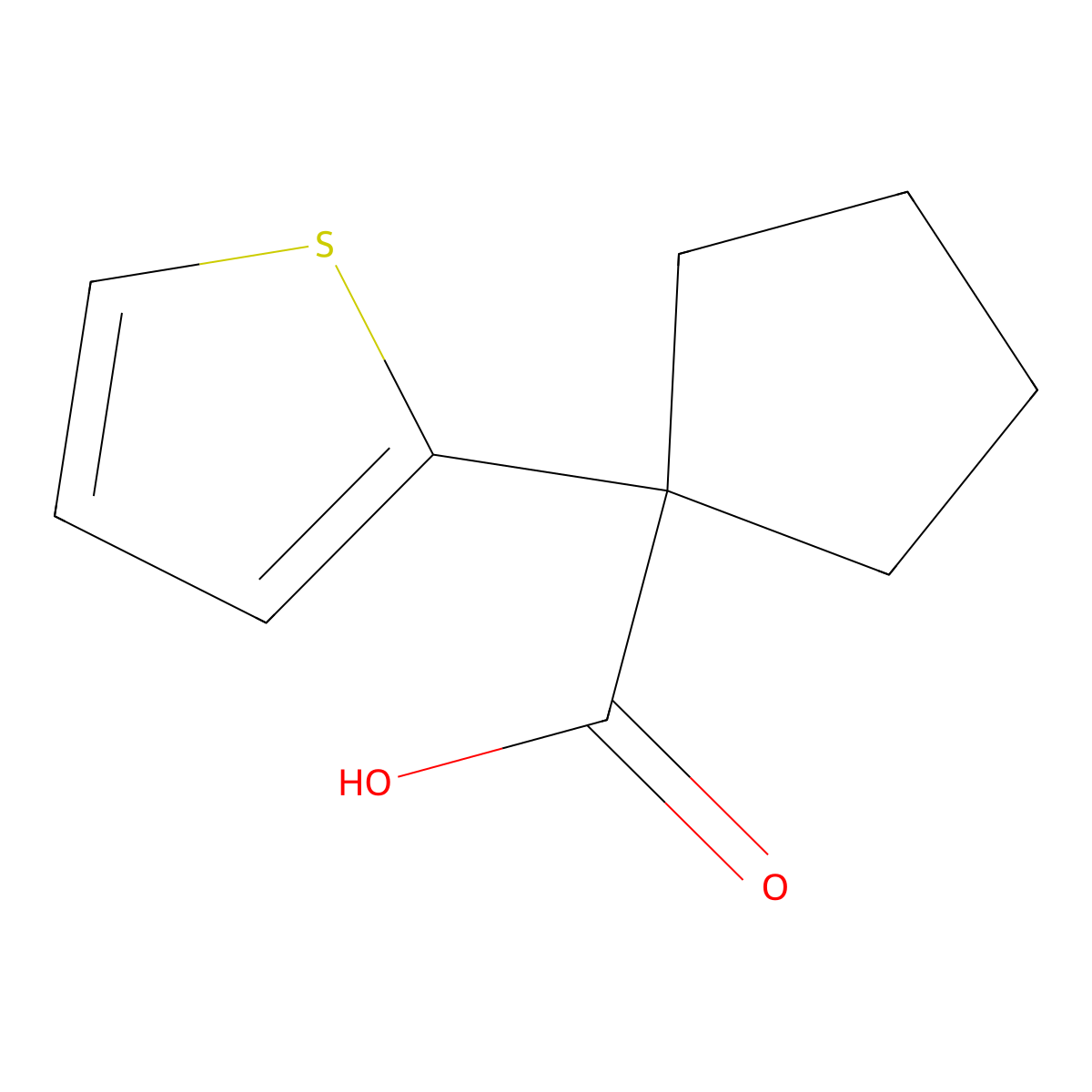 1-(Thiophen-2-yl)cyclopentane-1-carboxylic acid molecular structure, CAS 202737-46-0