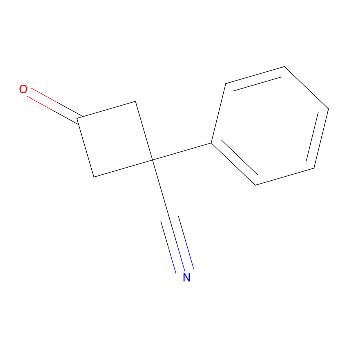 3-Oxo-1-phenylcyclobutane-1-carbonitrile molecular structure, CAS 202737-51-7