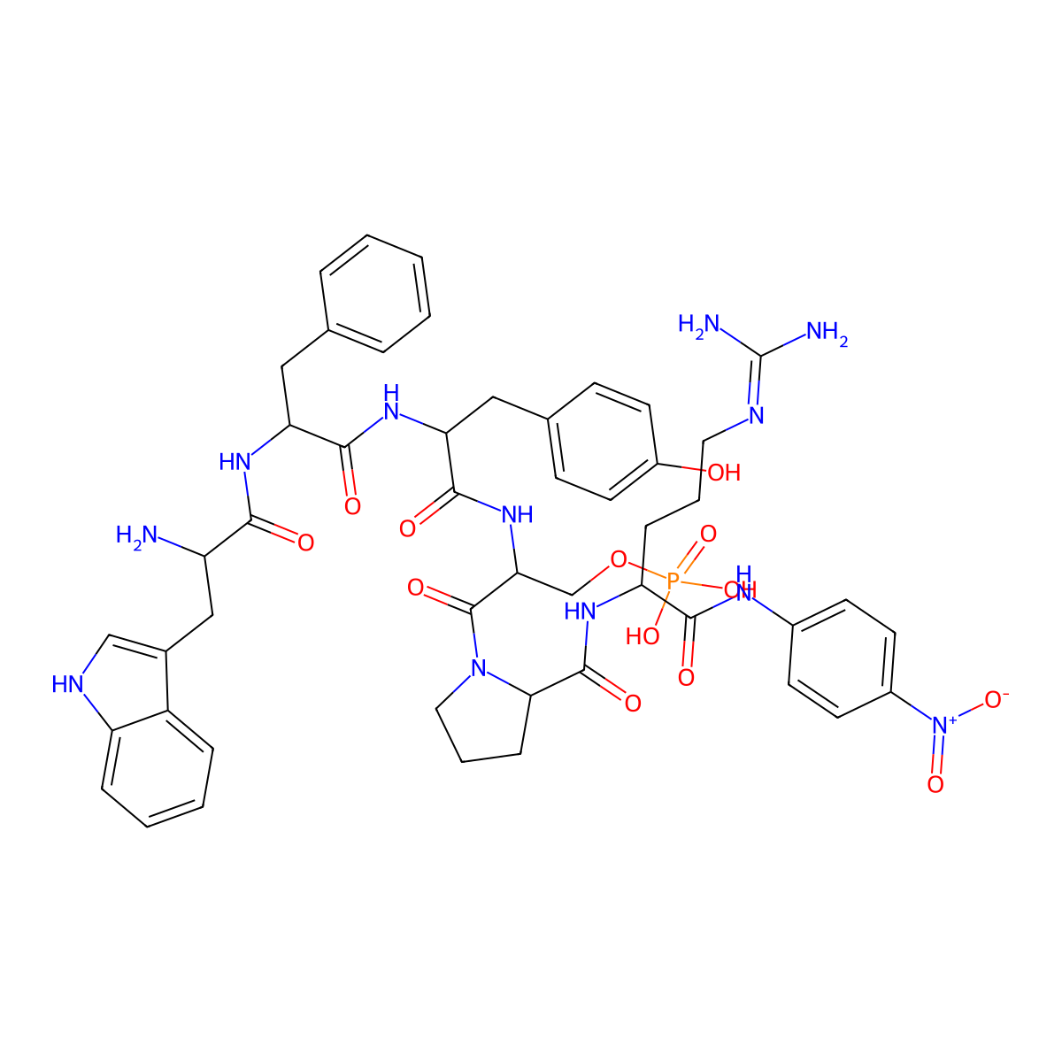 H-Trp-Phe-Tyr-Ser(PO3H2)-Pro-Arg-pNA molecular structure, CAS 202739-41-1