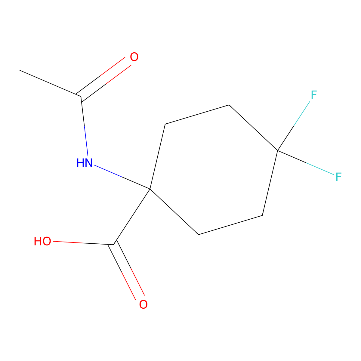 1-Acetamido-4,4-difluorocyclohexane-1-carboxylic acid molecular structure, CAS 2027393-38-8