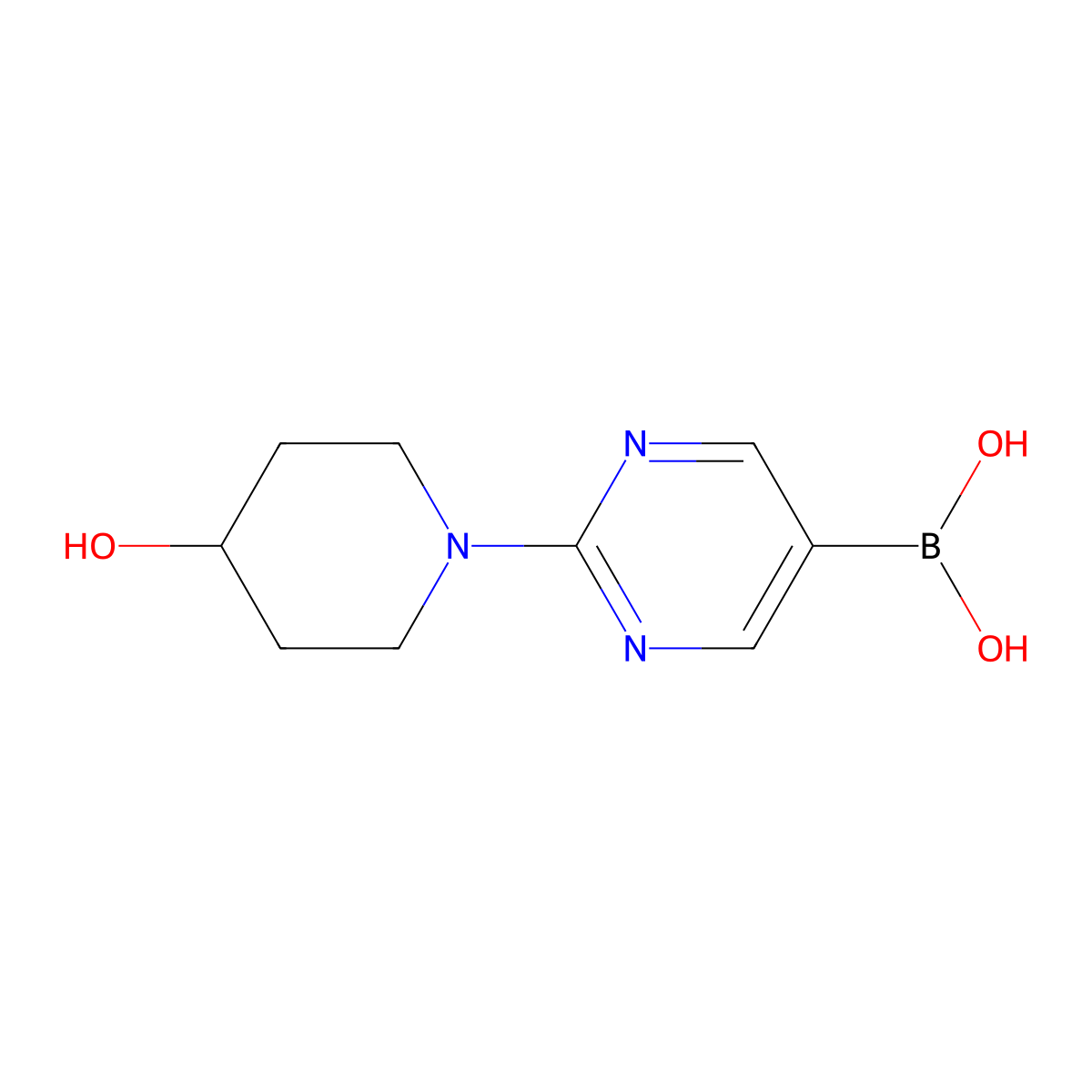 (2-(4-Hydroxypiperidin-1-yl)pyrimidin-5-yl)boronic acid molecular structure, CAS 2027494-67-1