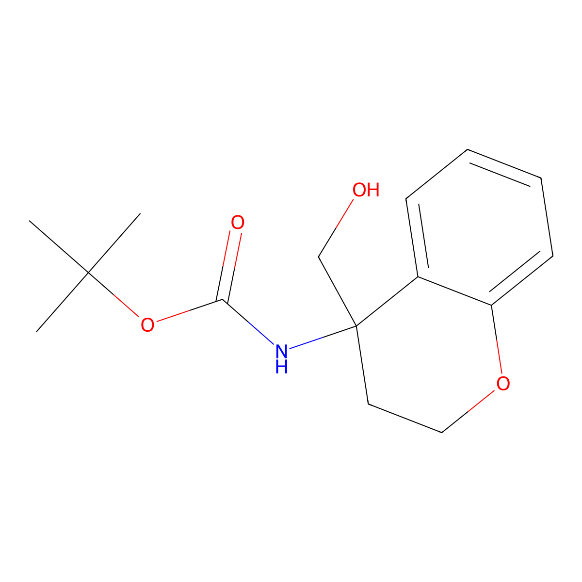 tert-butyl N-[4-(hydroxymethyl)-3,4-dihydro-2H-1-benzopyran-4-yl]carbamate molecular structure, CAS 2027495-63-0