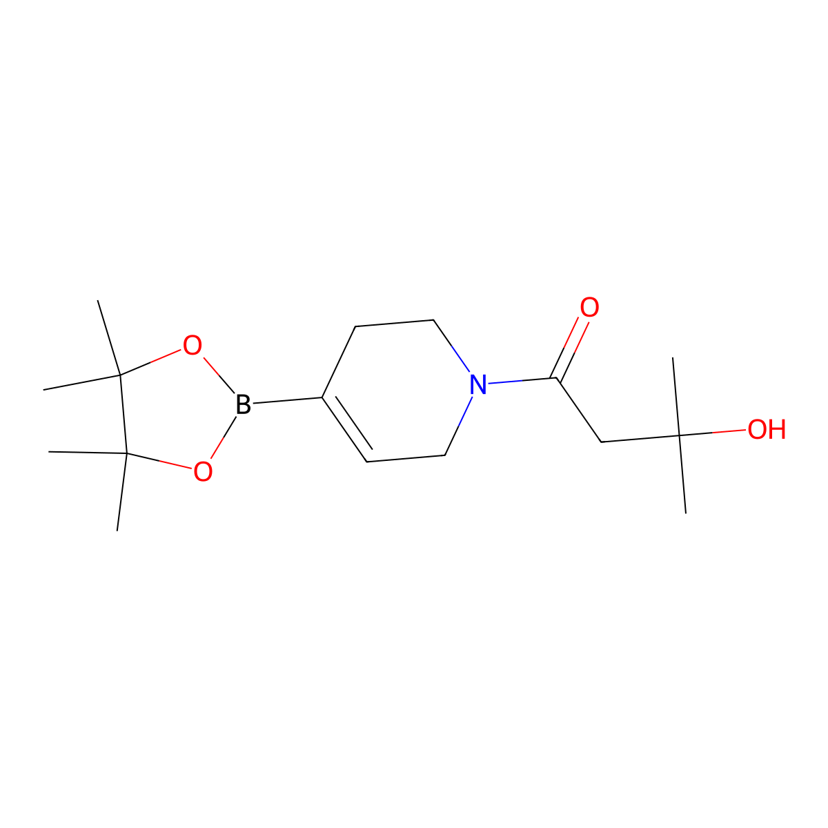 3-Hydroxy-3-methyl-1-(4-(4,4,5,5-tetramethyl-1,3,2-dioxaborolan-2-YL)-3,6-dihydropyridin-1(2H)-YL)butan-1-one molecular structure, CAS 2027496-23-5