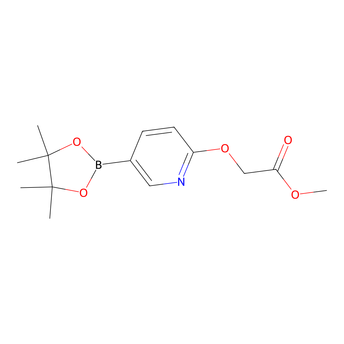 Methyl 2-((5-(tetramethyl-1,3,2-dioxaborolan-2-yl)pyridin-2-yl)oxy)acetate molecular structure, CAS 2027496-50-8
