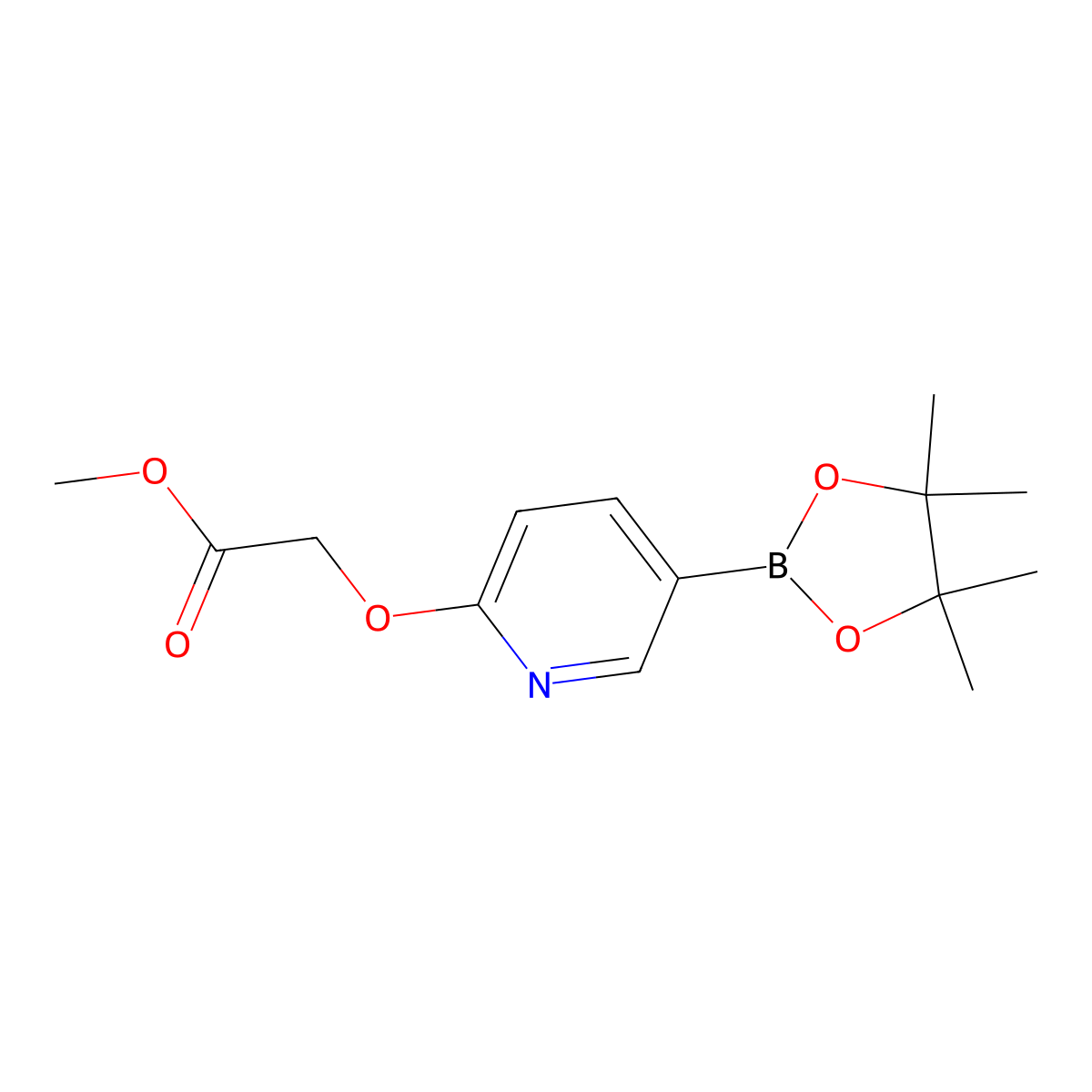 Methyl 2-((5-(tetramethyl-1,3,2-dioxaborolan-2-yl)pyridin-2-yl)oxy)acetate molecular structure, CAS 2027496-50-8