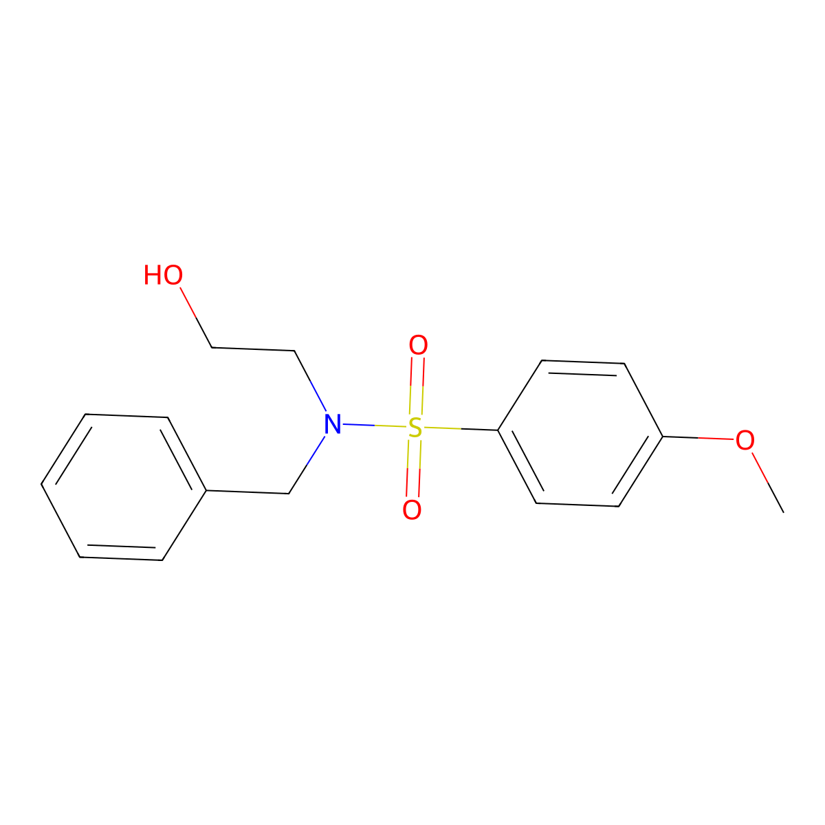 N-Benzyl-N-(2-hydroxyethyl)-4-methoxybenzenesulfonamide molecular structure, CAS 202751-00-6