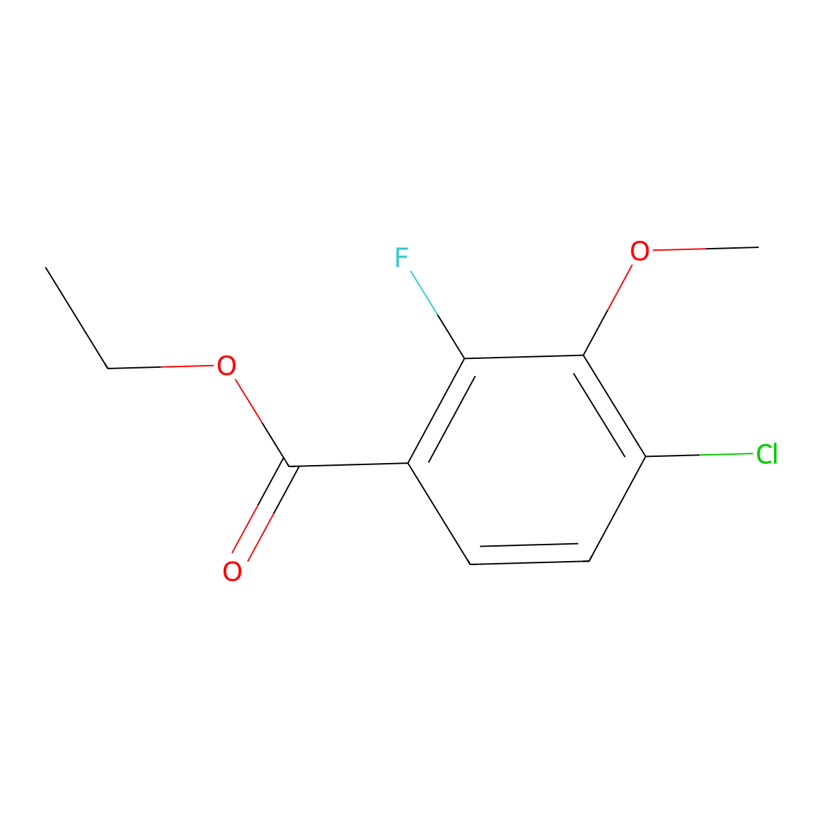 Ethyl 4-chloro-2-fluoro-3-methoxybenzoate molecular structure, CAS 2027537-26-2