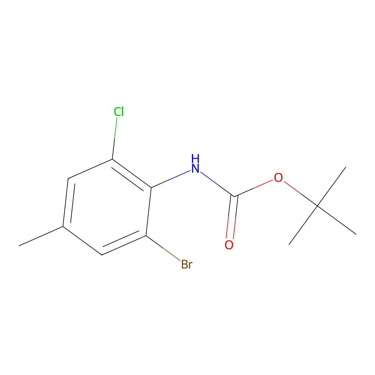 tert-butyl N-(2-bromo-6-chloro-4-methylphenyl)carbamate molecular structure, CAS 2027553-53-1