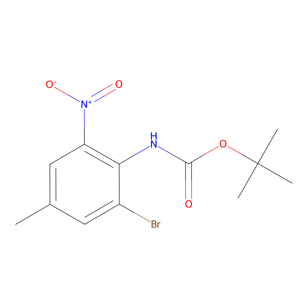 Tert-butyl (2-bromo-4-methyl-6-nitrophenyl)carbamate molecular structure, CAS 2027553-54-2