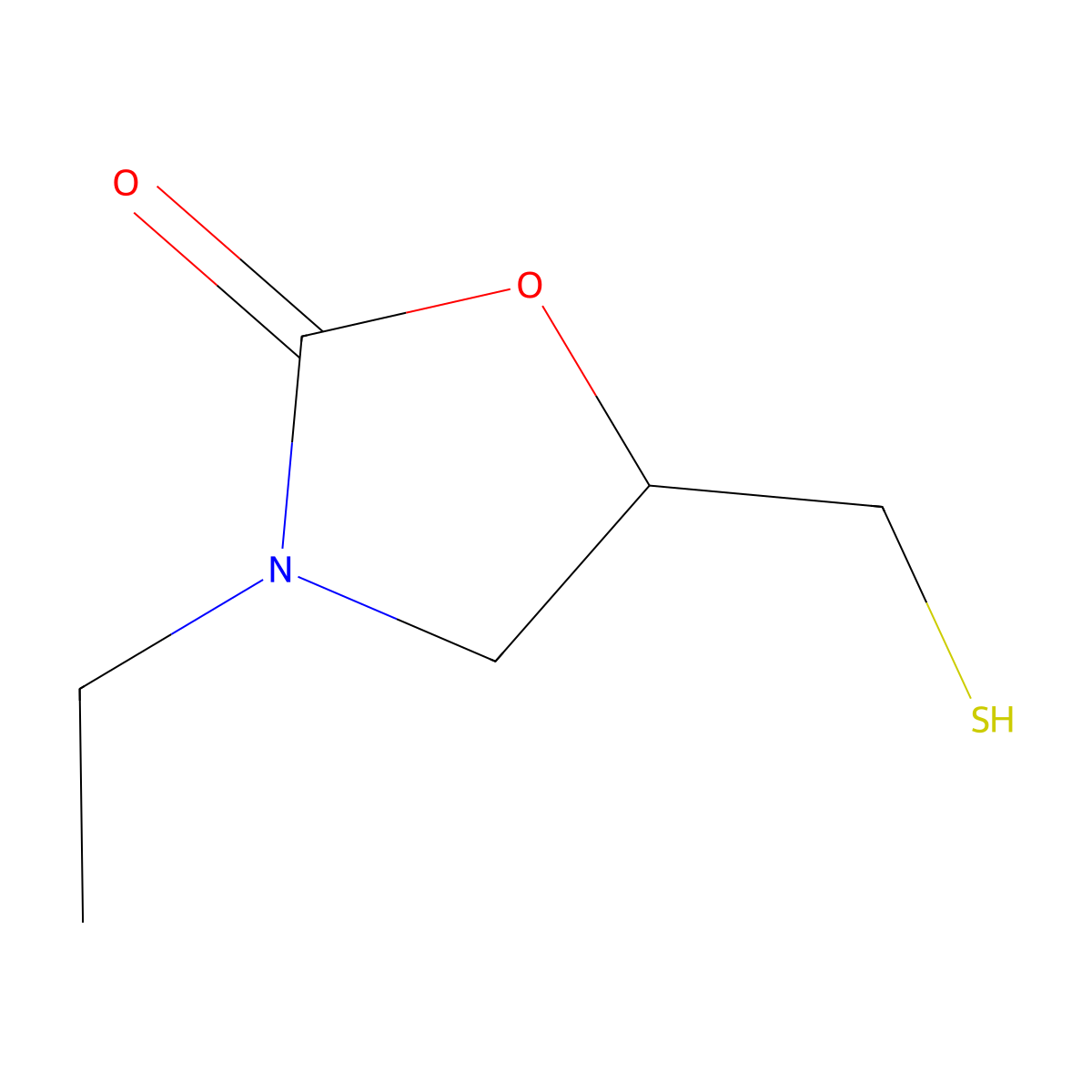 3-Ethyl-5-(sulfanylmethyl)-1,3-oxazolidin-2-one molecular structure, CAS 2027558-84-3