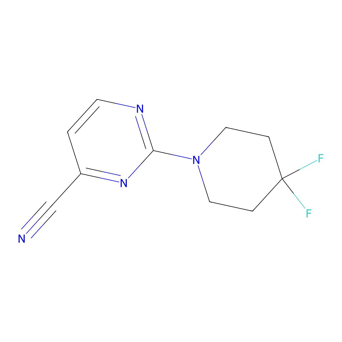 2-(4,4-Difluoropiperidin-1-yl)pyrimidine-4-carbonitrile molecular structure, CAS 2027583-02-2