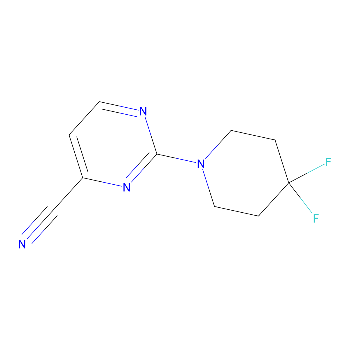 2-(4,4-Difluoropiperidin-1-yl)pyrimidine-4-carbonitrile molecular structure, CAS 2027583-02-2