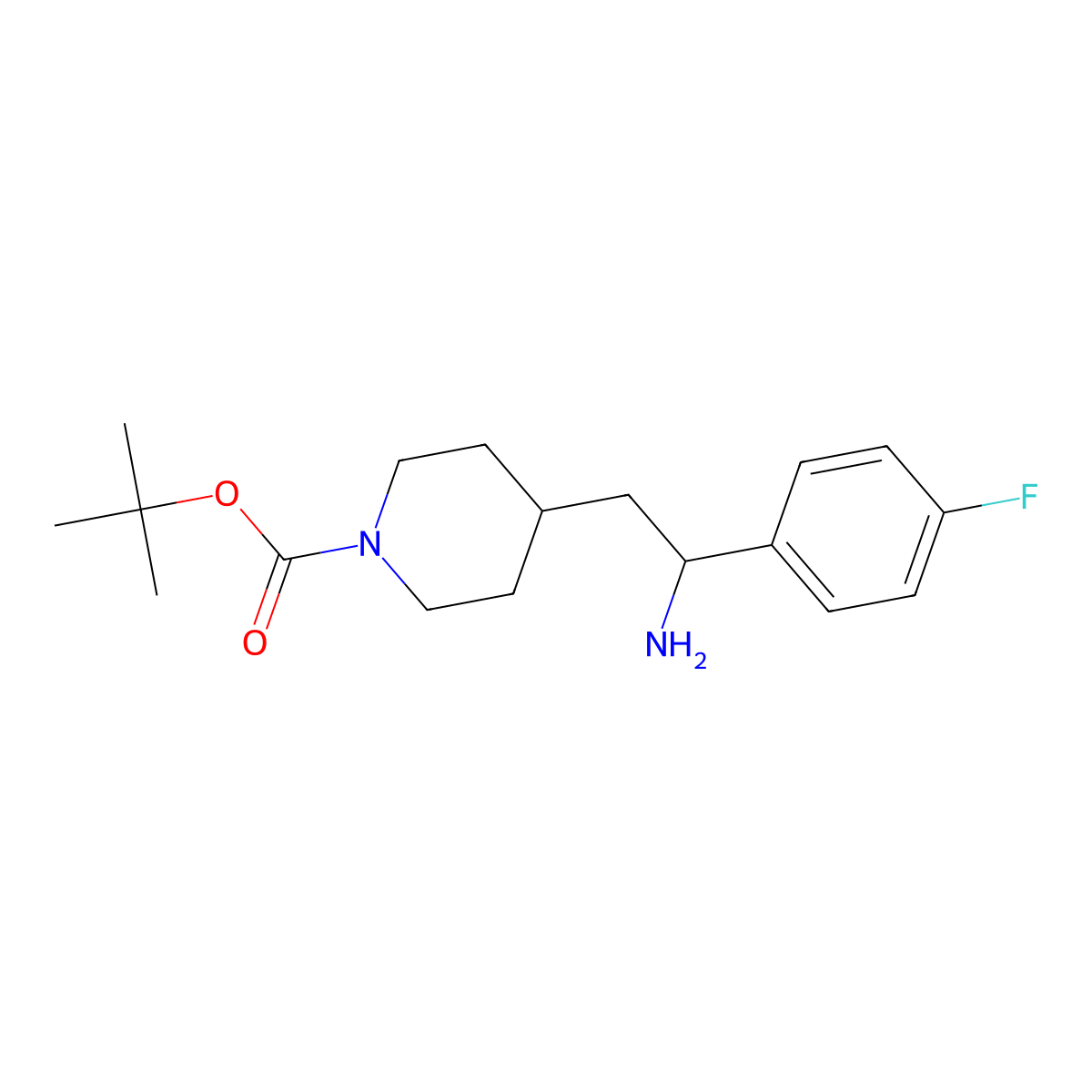 Tert-butyl 4-[2-amino-2-(4-fluorophenyl)ethyl]piperidine-1-carboxylate molecular structure, CAS 2027605-34-9