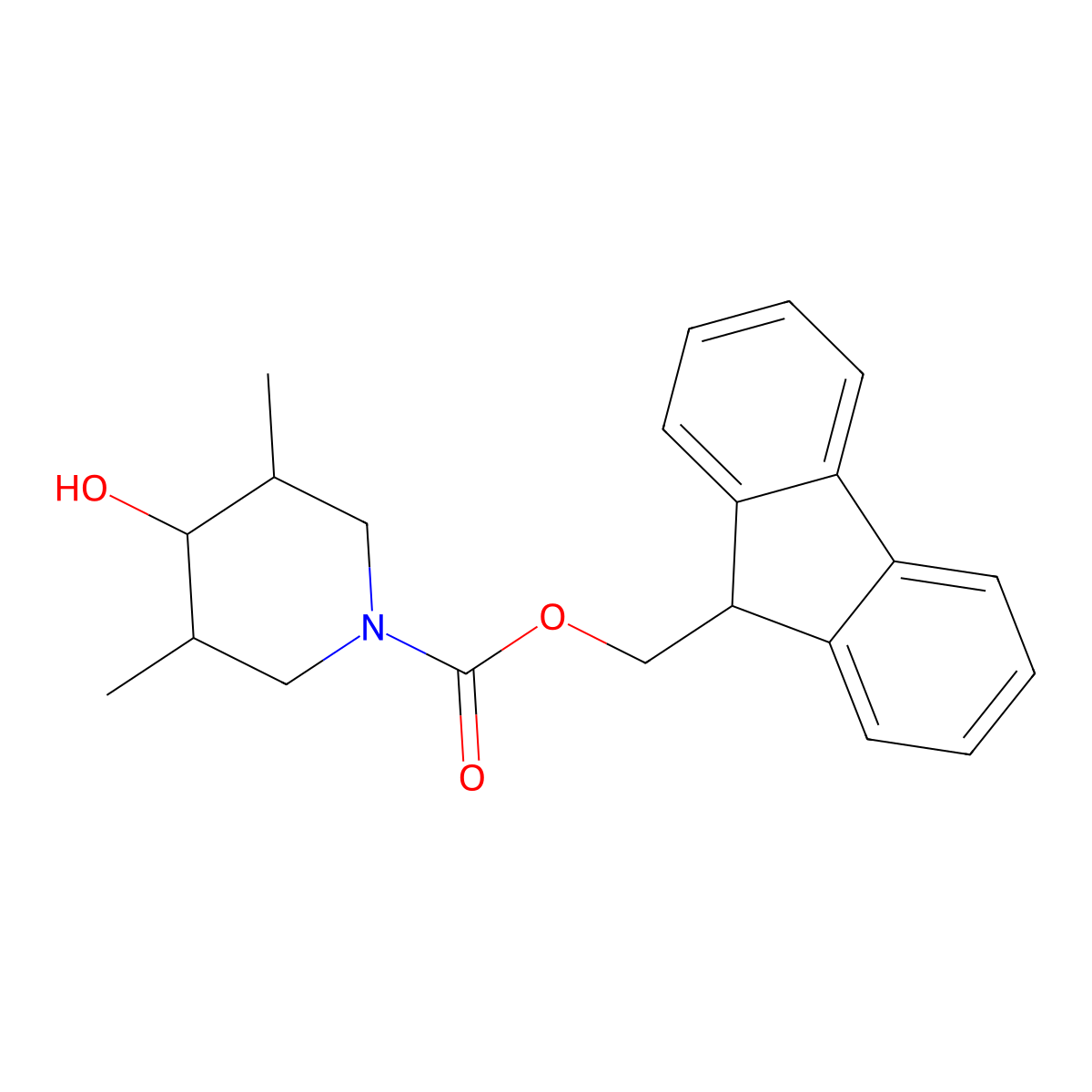 (9H-fluoren-9-yl)methyl 4-hydroxy-3,5-dimethylpiperidine-1-carboxylate molecular structure, CAS 2027682-49-9