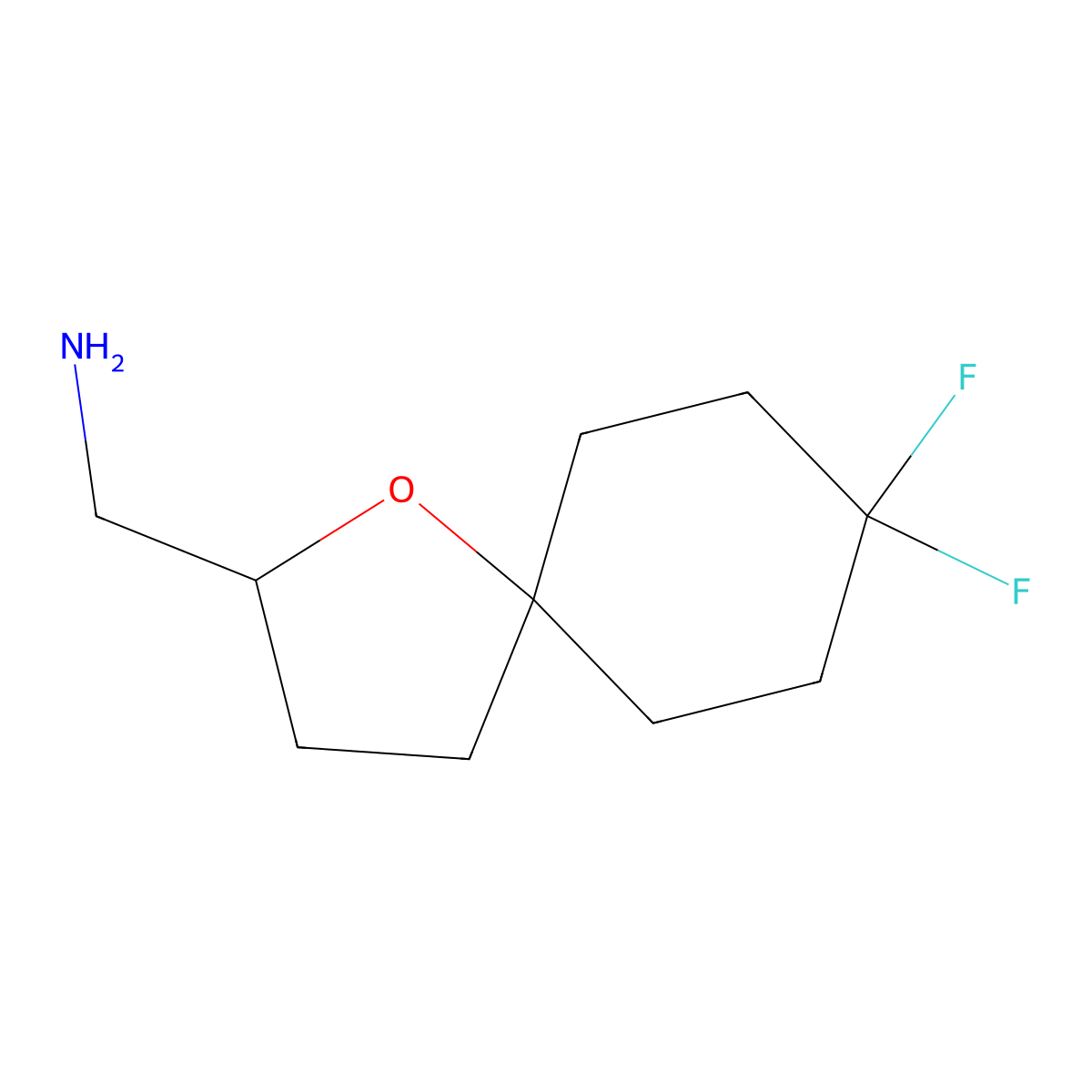 {8,8-Difluoro-1-oxaspiro[4.5]decan-2-yl}methanamine molecular structure, CAS 2027717-17-3