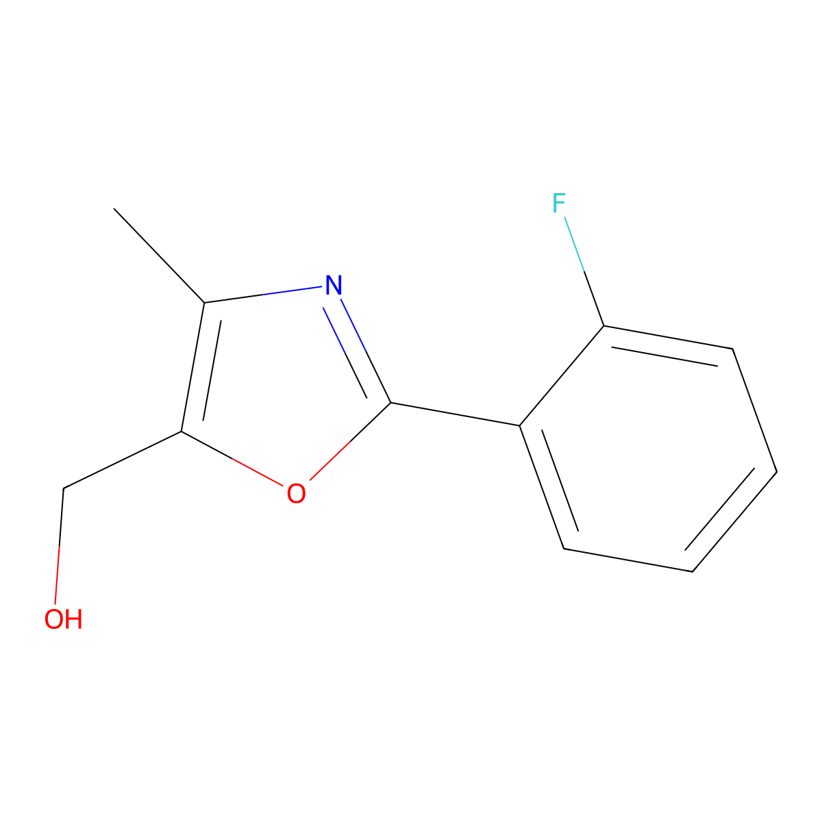 [2-(2-Fluorophenyl)-4-methyl-1,3-oxazol-5-yl]methanol molecular structure, CAS 2027745-64-6