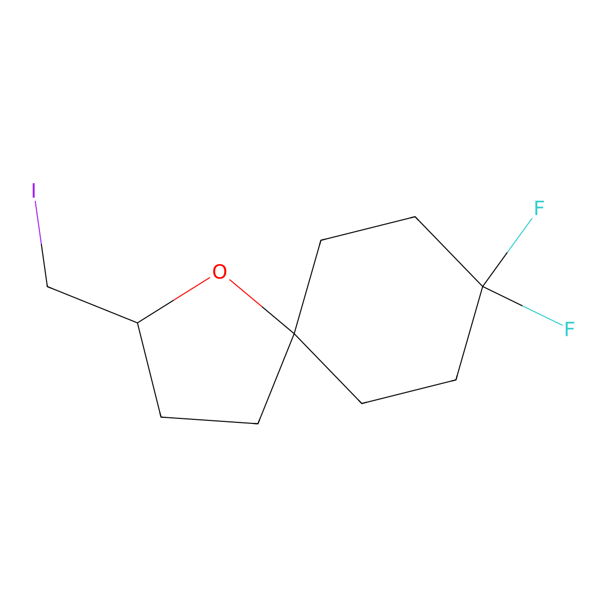 8,8-Difluoro-2-(iodomethyl)-1-oxaspiro[4.5]decane molecular structure, CAS 2027829-62-3