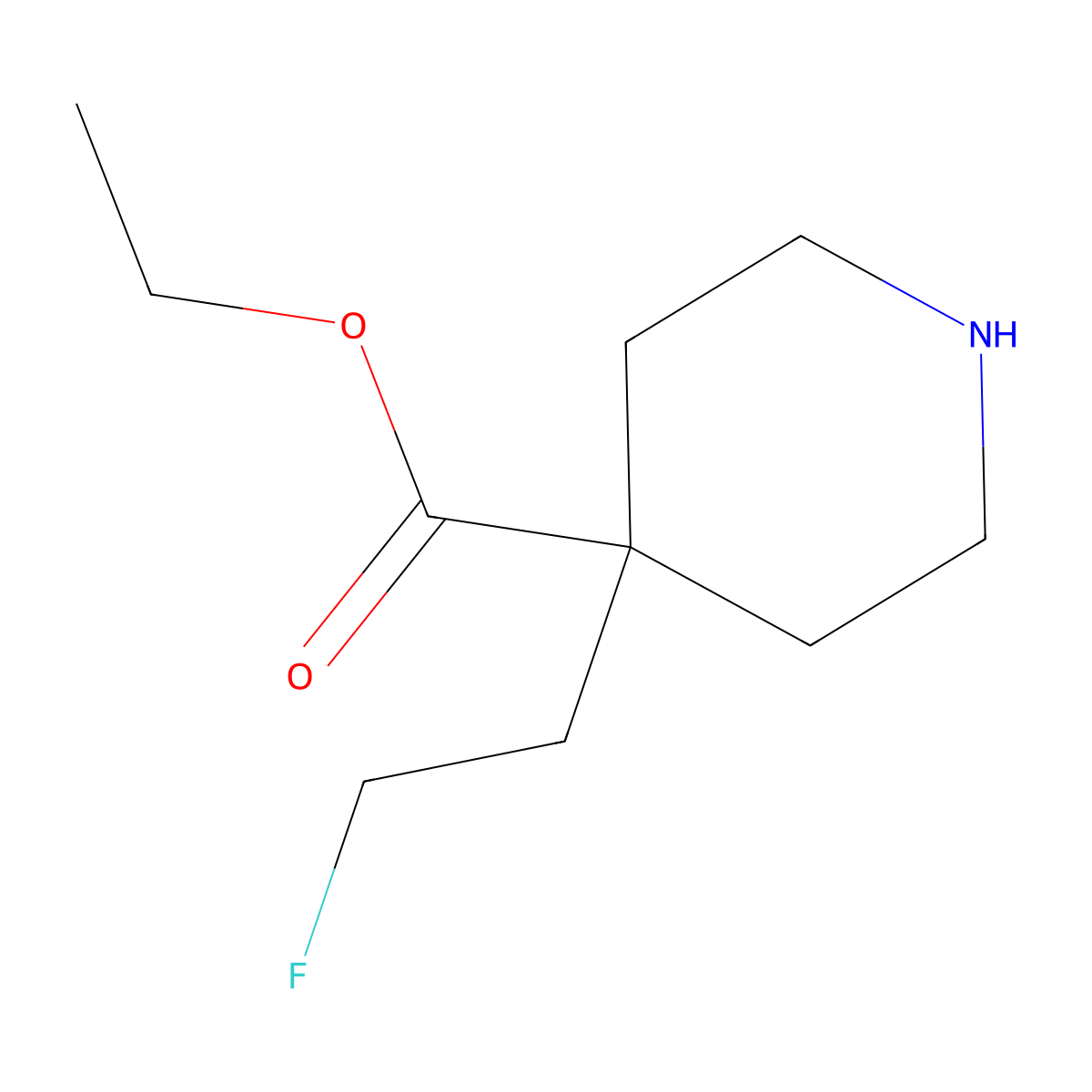 Ethyl 4-(2-fluoroethyl)piperidine-4-carboxylate molecular structure, CAS 2027873-23-8