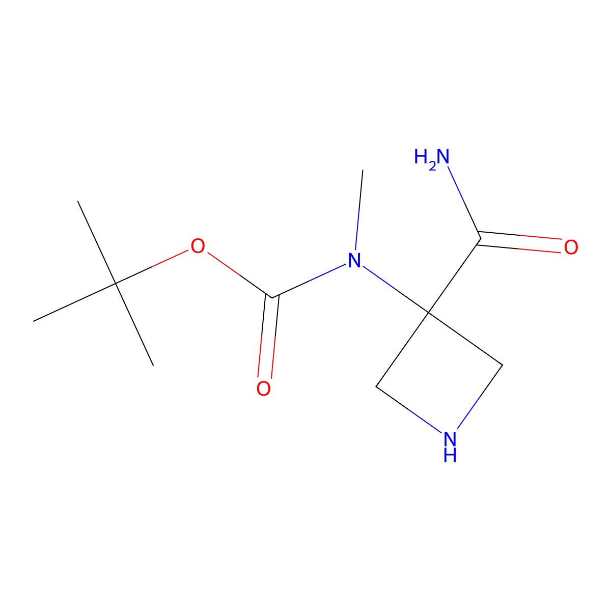 tert-butyl N-(3-carbamoylazetidin-3-yl)-N-methylcarbamate molecular structure, CAS 2027882-68-2