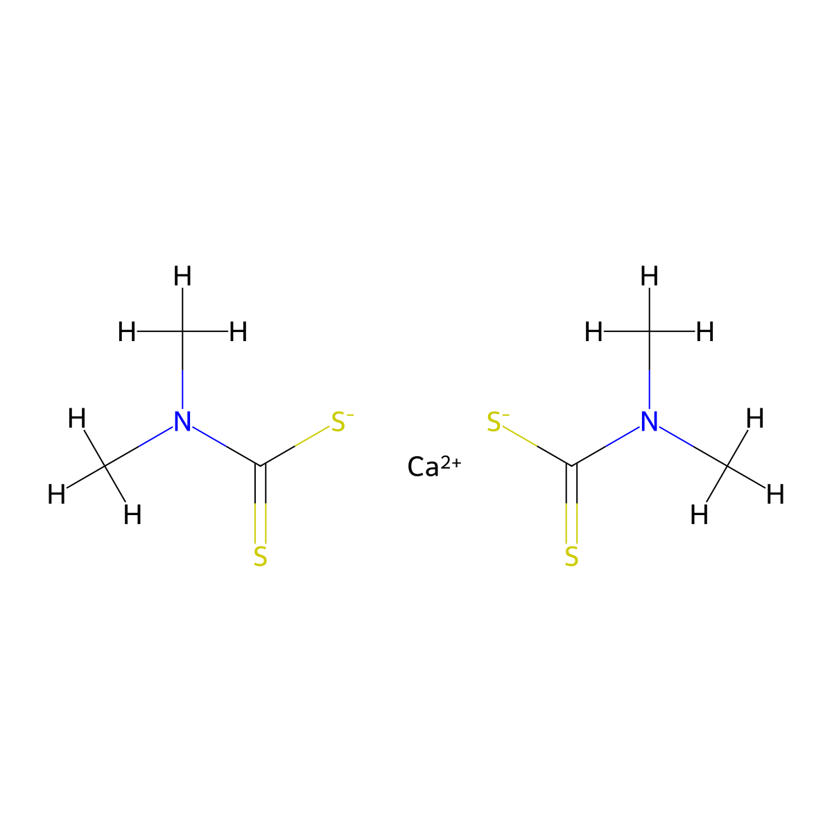 Carbamodithioic acid, N,N-dimethyl-, calcium salt (2:1) molecular structure, CAS 20279-69-0