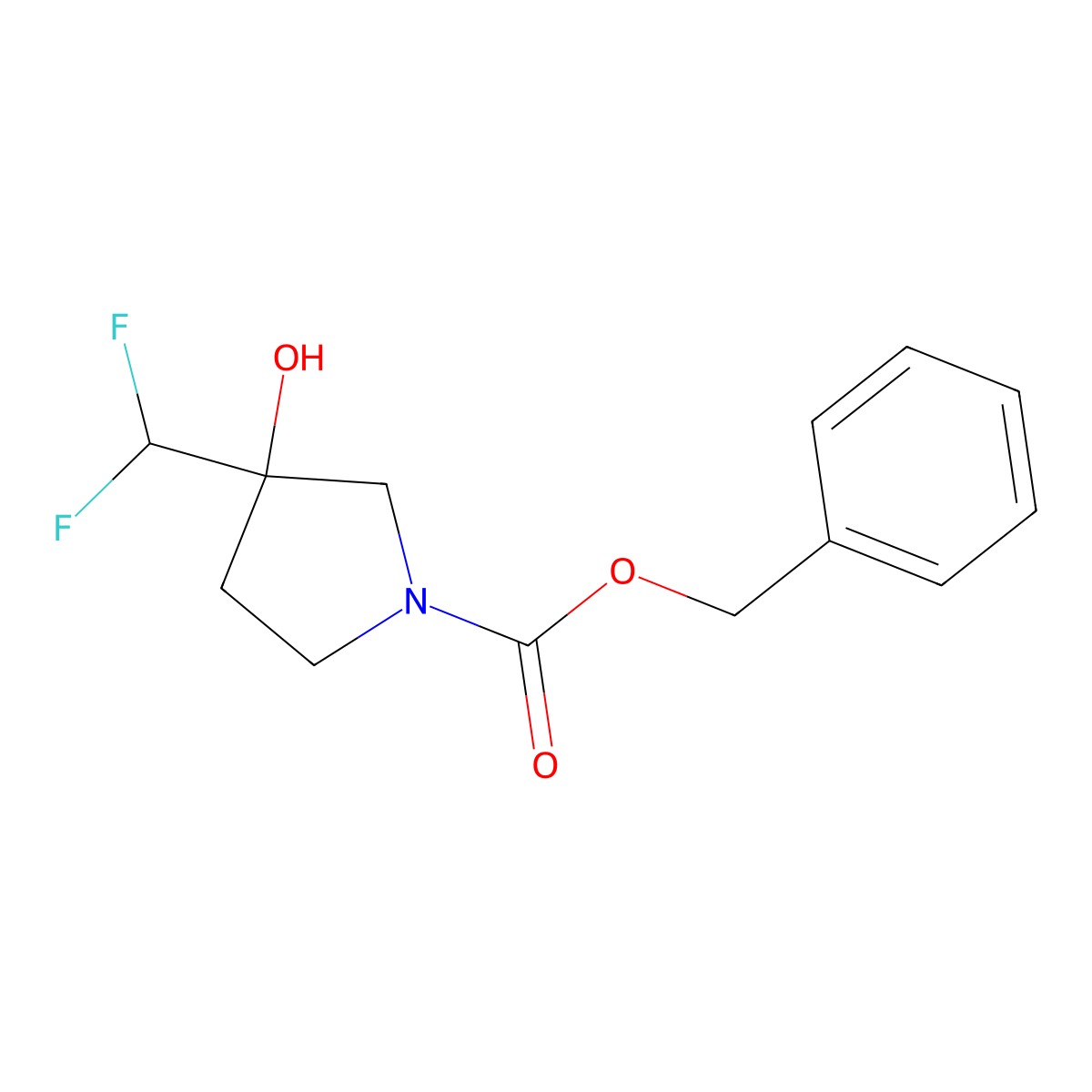 Benzyl 3-(difluoromethyl)-3-hydroxypyrrolidine-1-carboxylate molecular structure, CAS 2027908-14-9