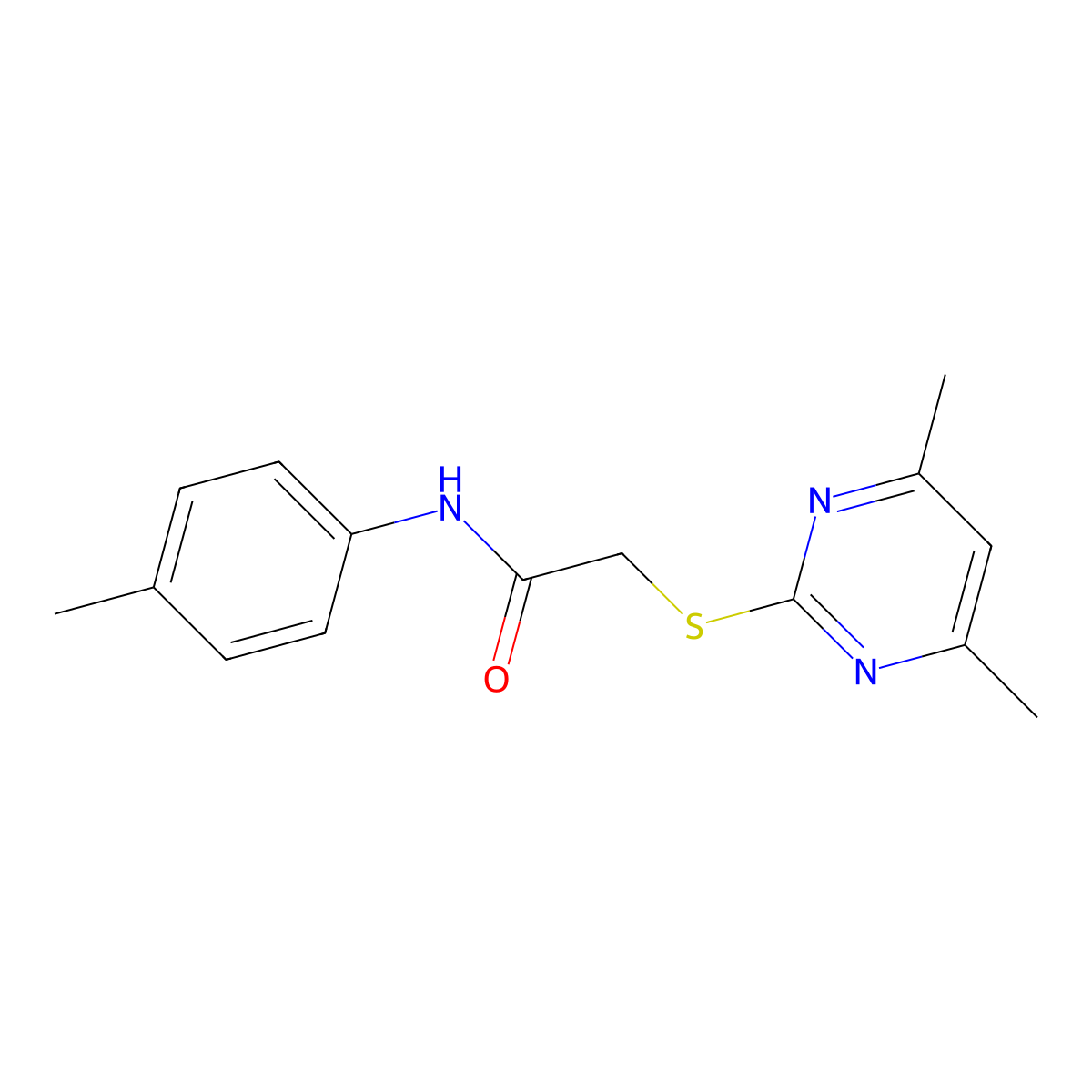 2-[(4,6-dimethylpyrimidin-2-yl)sulfanyl]-N-(4-methylphenyl)acetamide molecular structure, CAS 202805-41-2
