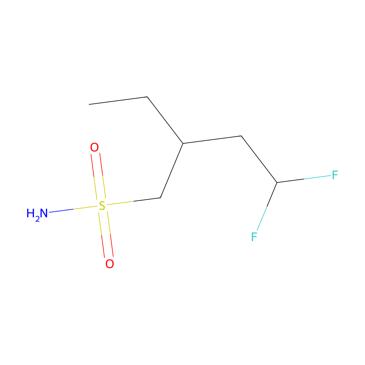 2-Ethyl-4,4-difluorobutane-1-sulfonamide molecular structure, CAS 2028053-86-1