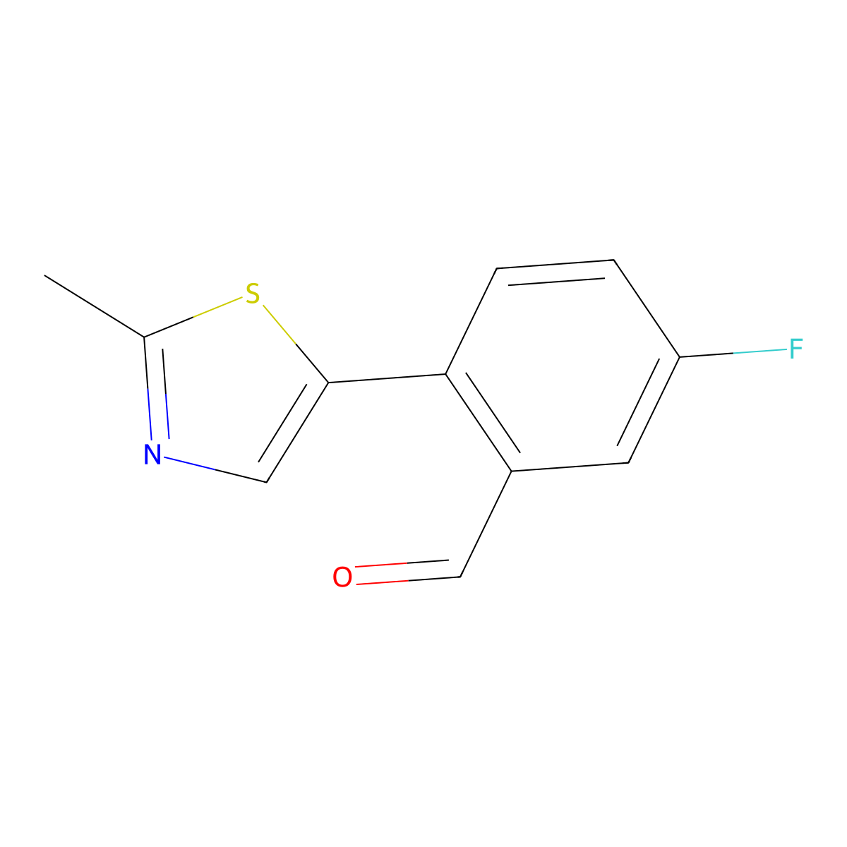5-Fluoro-2-(2-methyl-1,3-thiazol-5-yl)benzaldehyde molecular structure, CAS 2028186-84-5