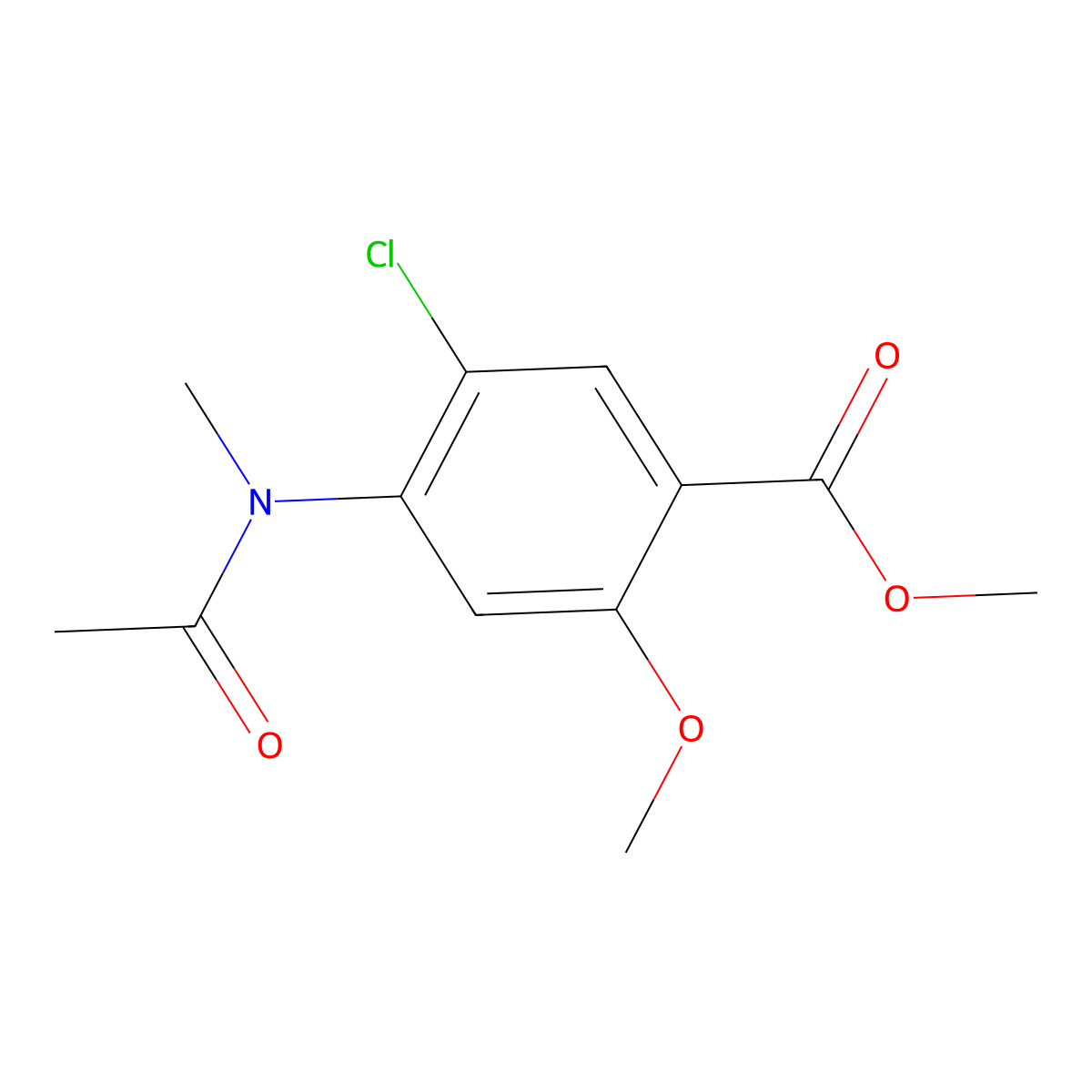 Methyl 4-(acetylmethylamino)-5-chloro-2-methoxybenzoate molecular structure, CAS 202822-76-2