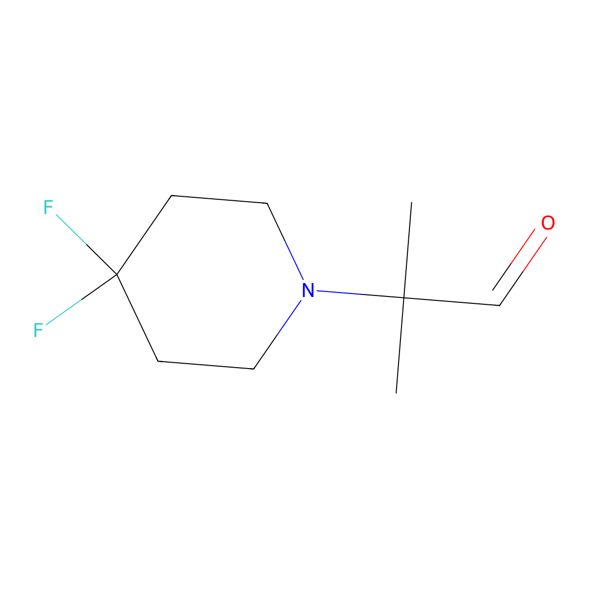 2-(4,4-Difluoropiperidin-1-yl)-2-methylpropanal molecular structure, CAS 2028220-90-6