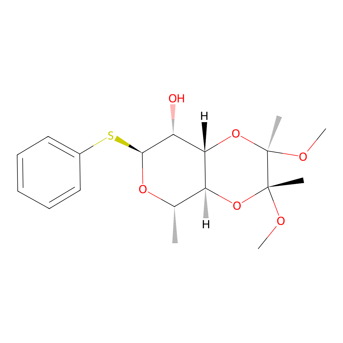 (2R,3R,4aS,5S,7S,8R,8aS)-2,3-dimethoxy-2,3,5-trimethyl-7-phenylsulfanyl-5,7,8,8a-tetrahydro-4aH-pyrano[3,4-b][1,4]dioxin-8-ol molecular structure, CAS 202824-32-6